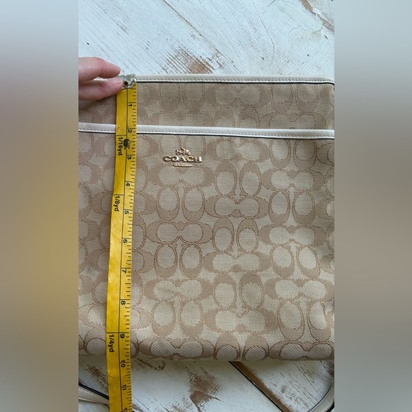 COACH Signature zip File Crossbody purse Shoulder Bag Canvas monogram jacquard - Picture 7 of 16